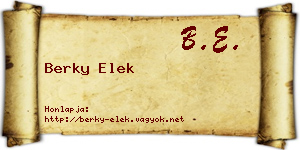 Berky Elek névjegykártya